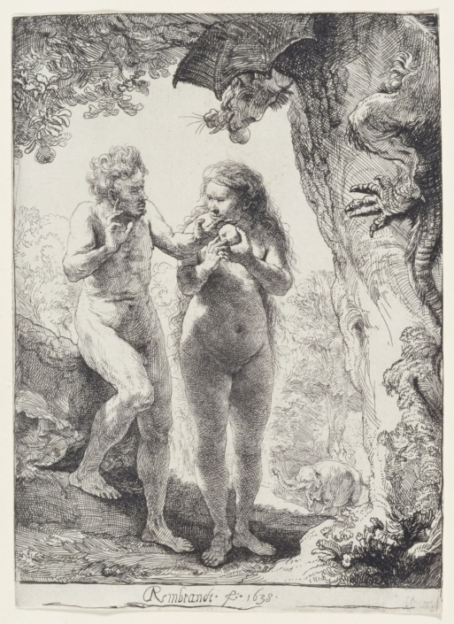 Adam und Eva, 1638, Radierung, Inv.-Nr. VII,375,28