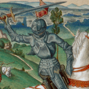 Meister FVB (tätig vermutlich in Brügge 1475 - 1500), Stecher Der hl. Georg im Kampf mit dem Drachen, 1475 - 1500 Kupferstich, koloriert