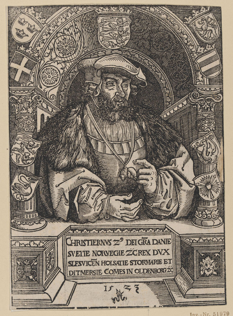 Lucas Cranach d.Ä., Christian II., Holzschnitt, 1523, Staatliche Graphische Sammlung München