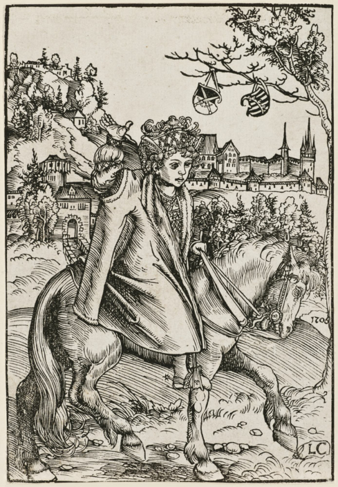 Lucas Cranach d. Ä., Sächsischer Prinz zu Pferd (Johann Friedrich I., der Großmütige), 1506, Kunstsammlungen der Veste Coburg