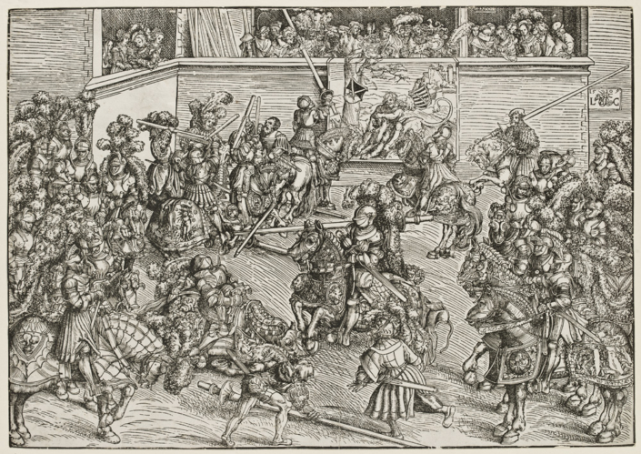 Lucas Cranach d. Ä. , Das Turnier mit Simsonteppich (Das zweite Turnier am Wittenberger Hof), 1509