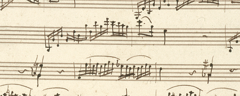 Notenhandschrift von Wolfgang Amadeus Mozart, Kadenzen zur konzertanten Symphonie für Violine und Viola in Es-Dur, Salzburg, 1779