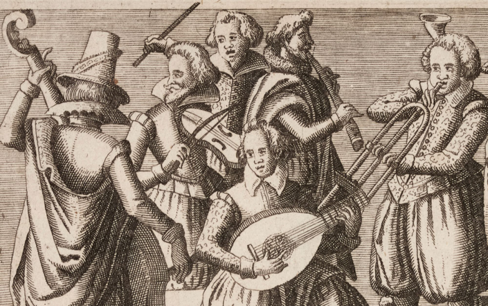 Peter Rollos: Eine Musikgruppe (Detail), Blatt 9 der Serie „Philoteca Corneliana“, 1619, Foto: Kunstsammlungen der Veste Coburg