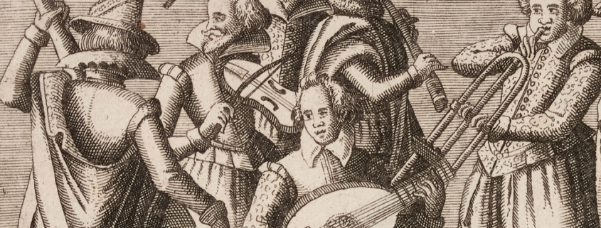 Peter Rollos: Eine Musikgruppe (Detail), Blatt 9 der Serie „Philoteca Corneliana“, 1619, Kunstsammlungen der Veste Coburg