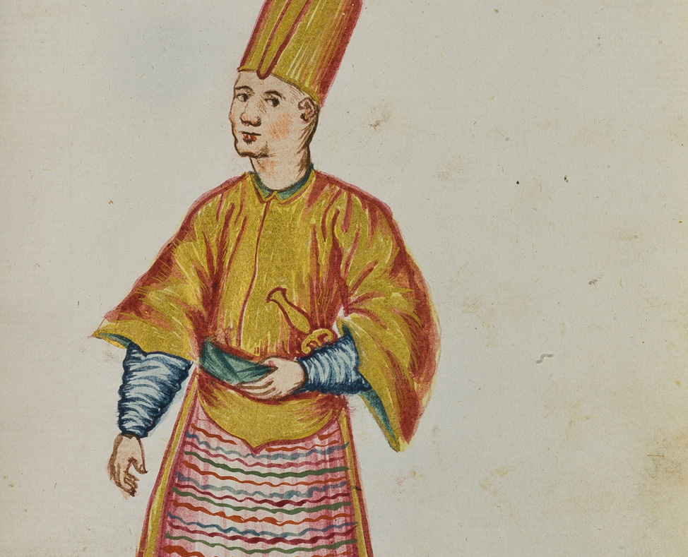 Unbekannter Zeichner, Osmanischer Meldeläufer, aus: Türkisches Trachtenbuch, 1580–1595, Kunstsammlungen der Veste Coburg