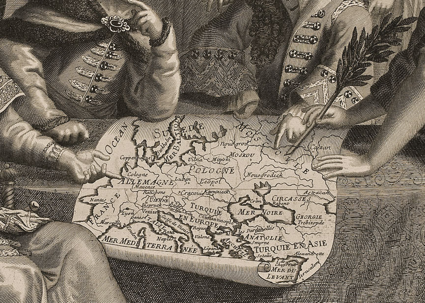 Franz Ertinger, Detail eines Almanachblatts auf den Frieden von Karlowitz 1699, Kunstsammlungen der Veste